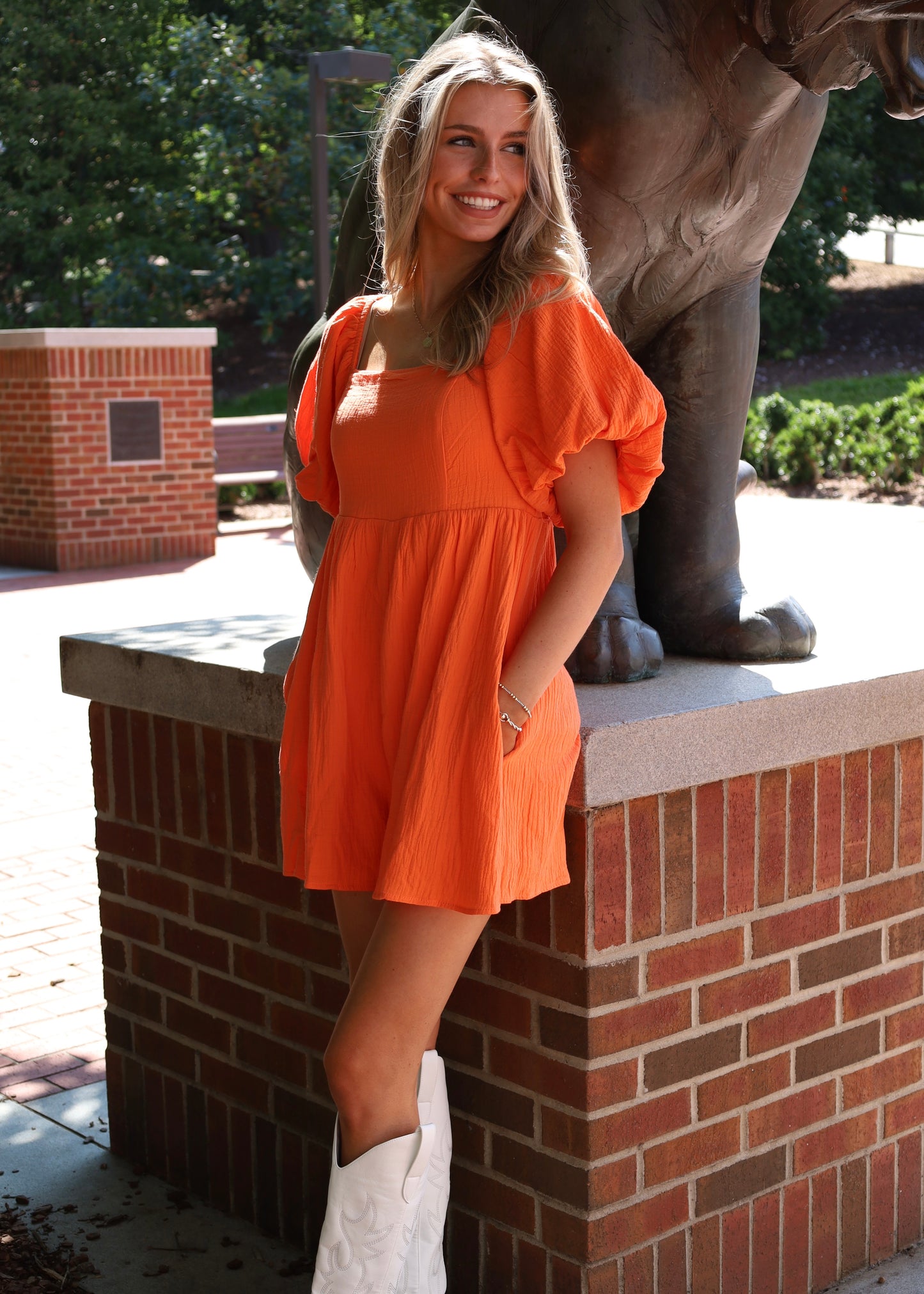 Orange Babydoll Romper