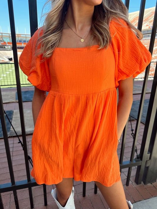 Orange Babydoll Romper