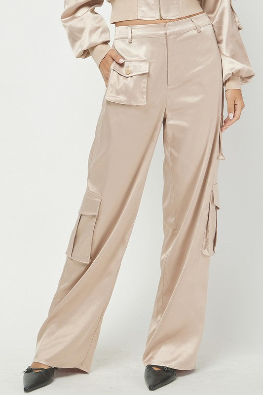 Satin Cargo Trouser