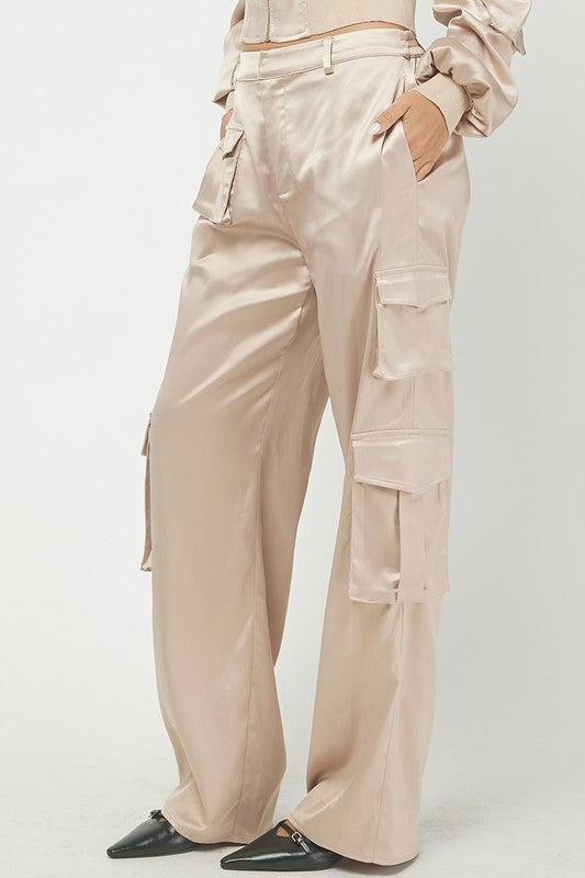 Satin Cargo Trouser